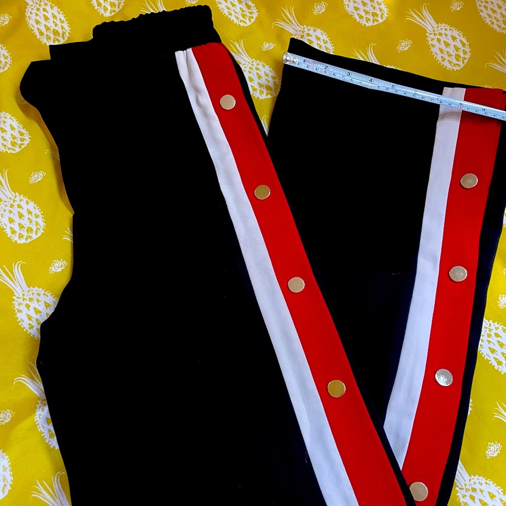 Zara Black Track Pants with Red and White Stripes